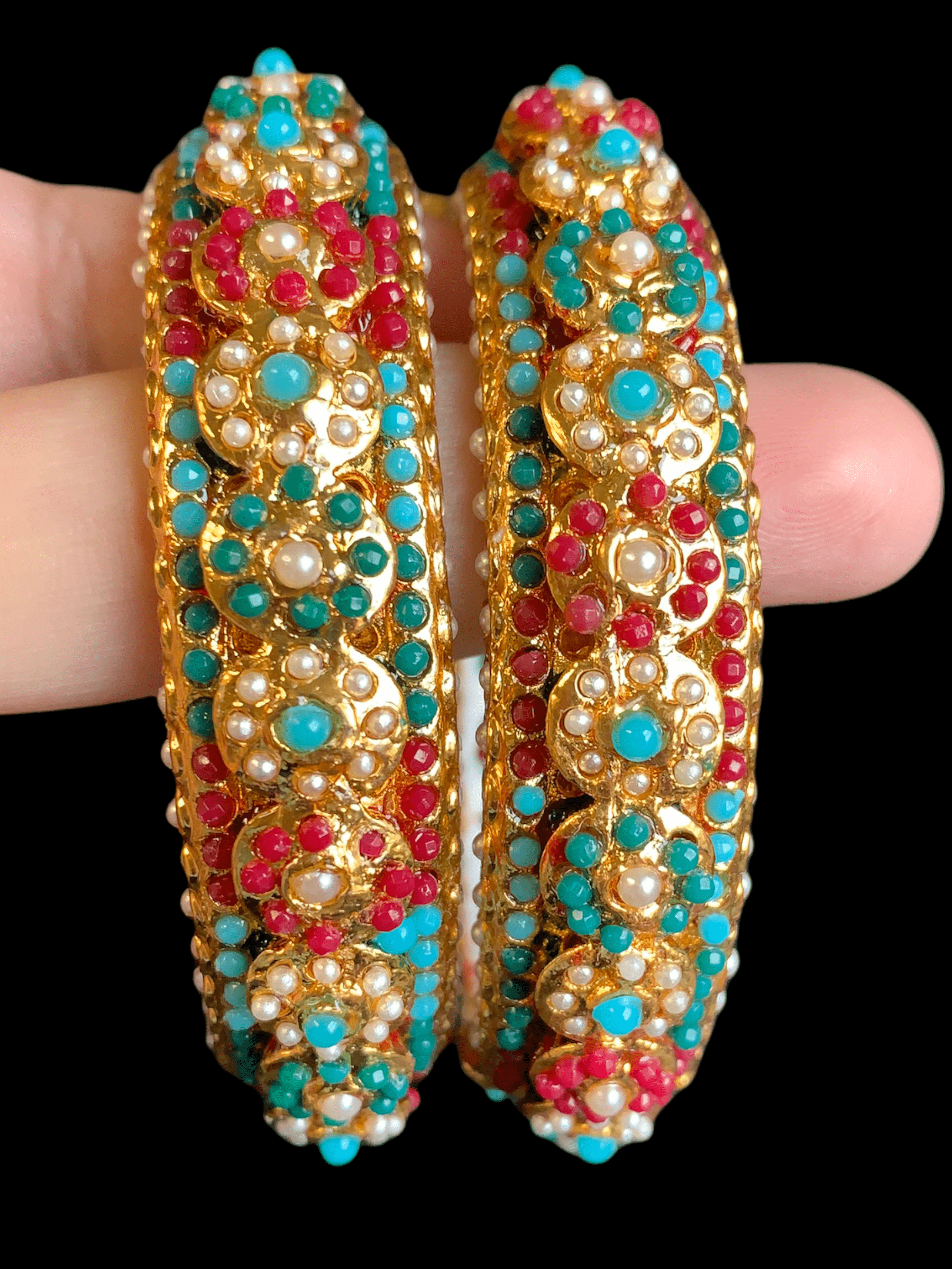 B48 Navratan  rajwadi style bangles (SHIPS IN 2 WEEKS )