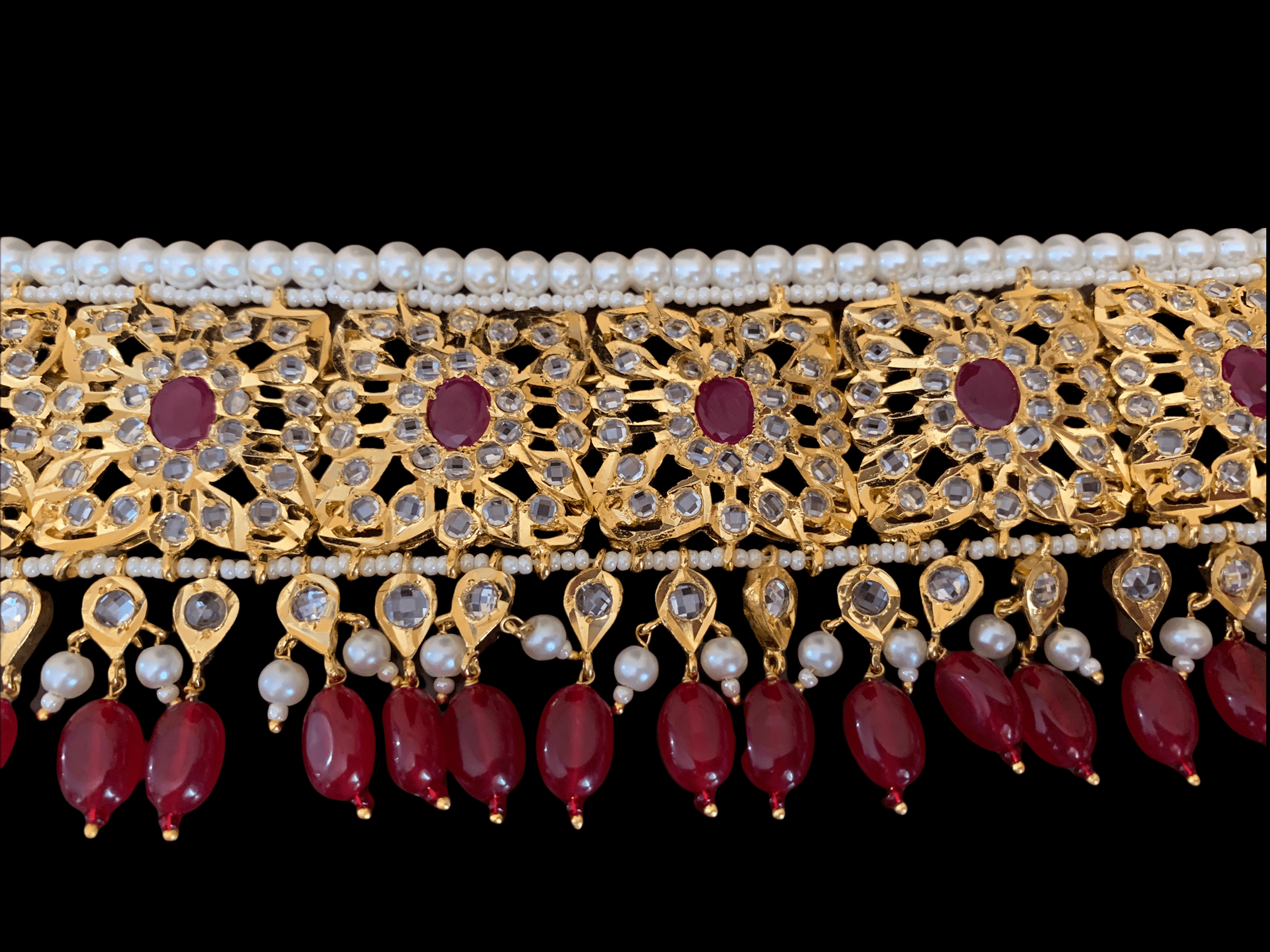 C24 Sabuhi Ruby  hyderabadi choker ( SHIPS IN 3 WEEKS  )