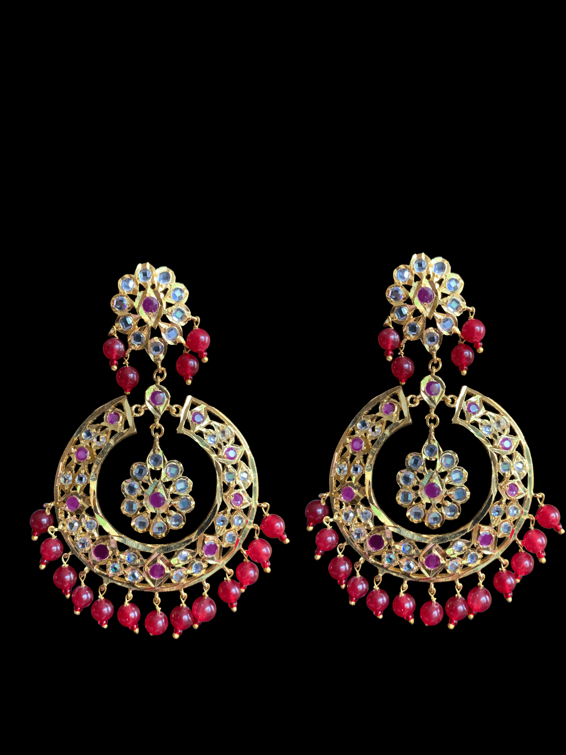 DER172 Reeba chandbali in rubies ( SHIPS IN 4 WEEKS )