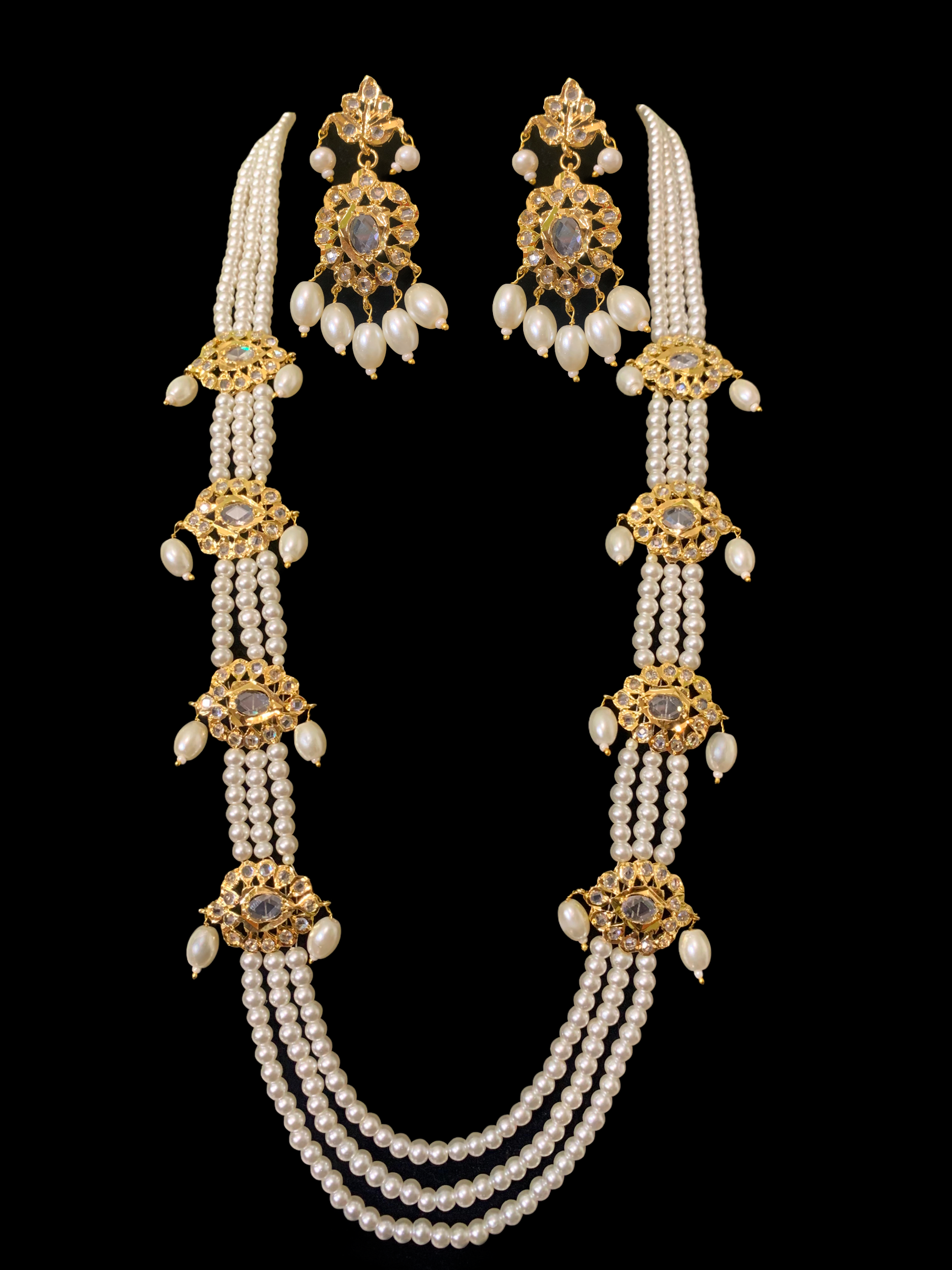 LN161 multipendant pearl mala with earrings ( SHIPS IN 2 WEEKS )