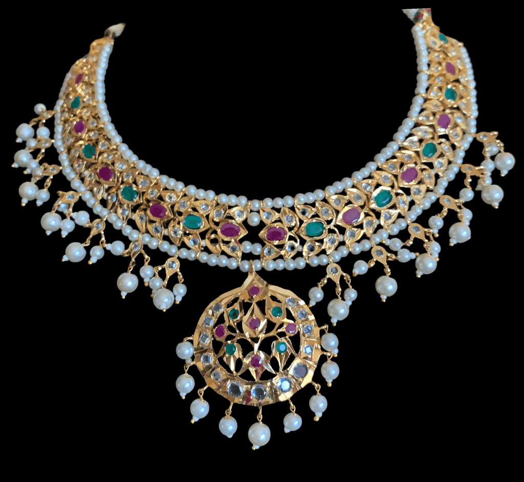 BR5 Neema bridal Hyderabadi set in pearls(SHIPS IN 4 WEEKS )
