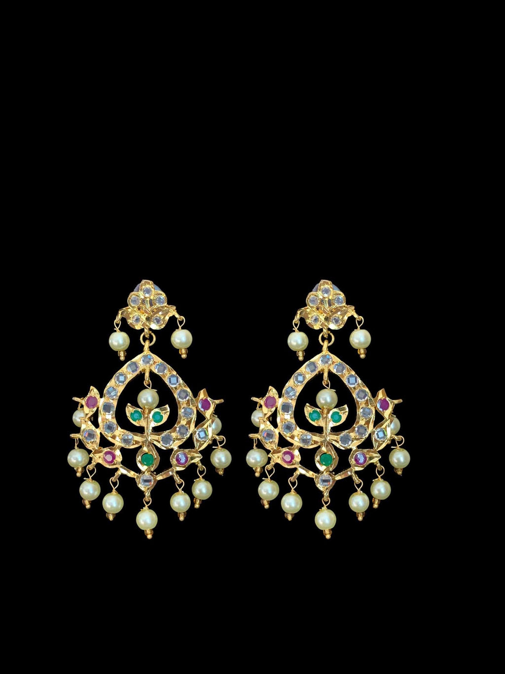 PS485 Diana ruby emerald Hyderabad pendant set with Chandbali( READY TO SHIP )