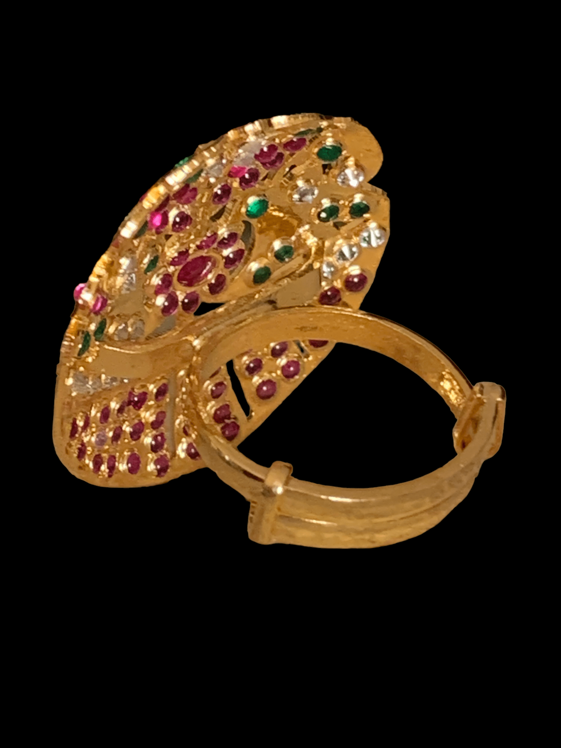 Ruby emerald gold plated silver ring ( READY TO SHIP )