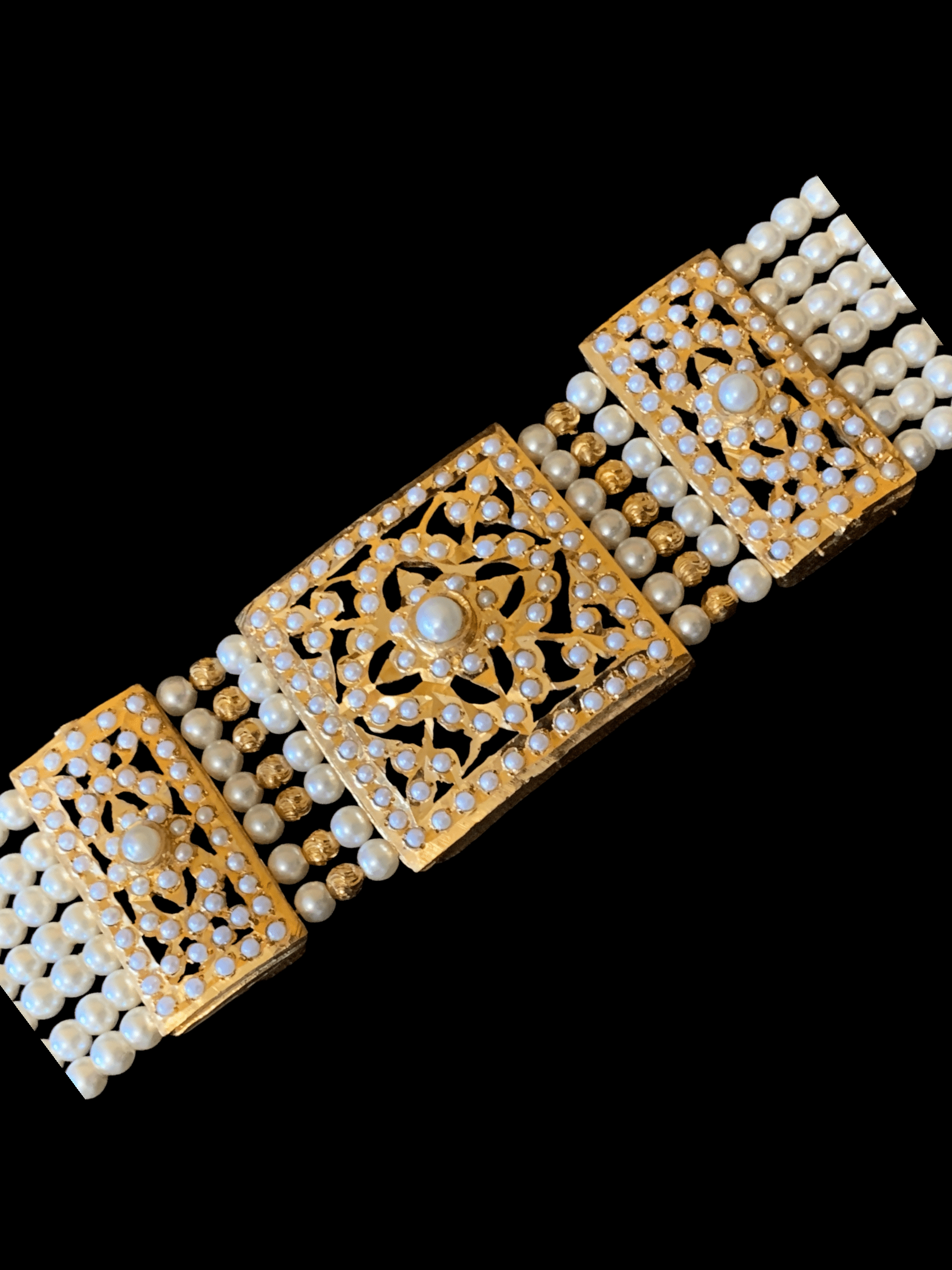 B62  Saira jadau bracelet in pearls  ( READY TO SHIP )