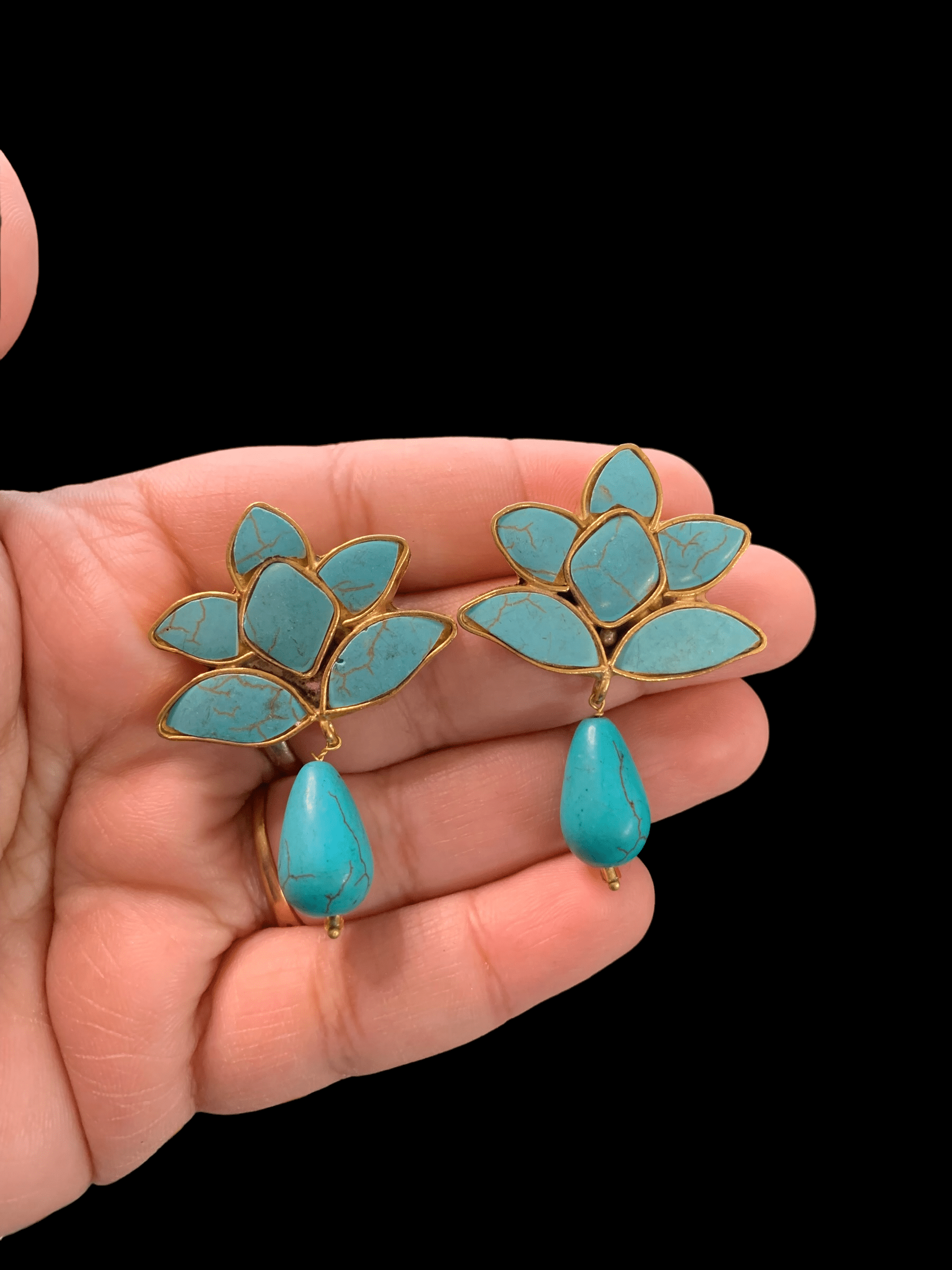PS443 turquoise / feroza gold plated pendant set ( READY TO SHIP)