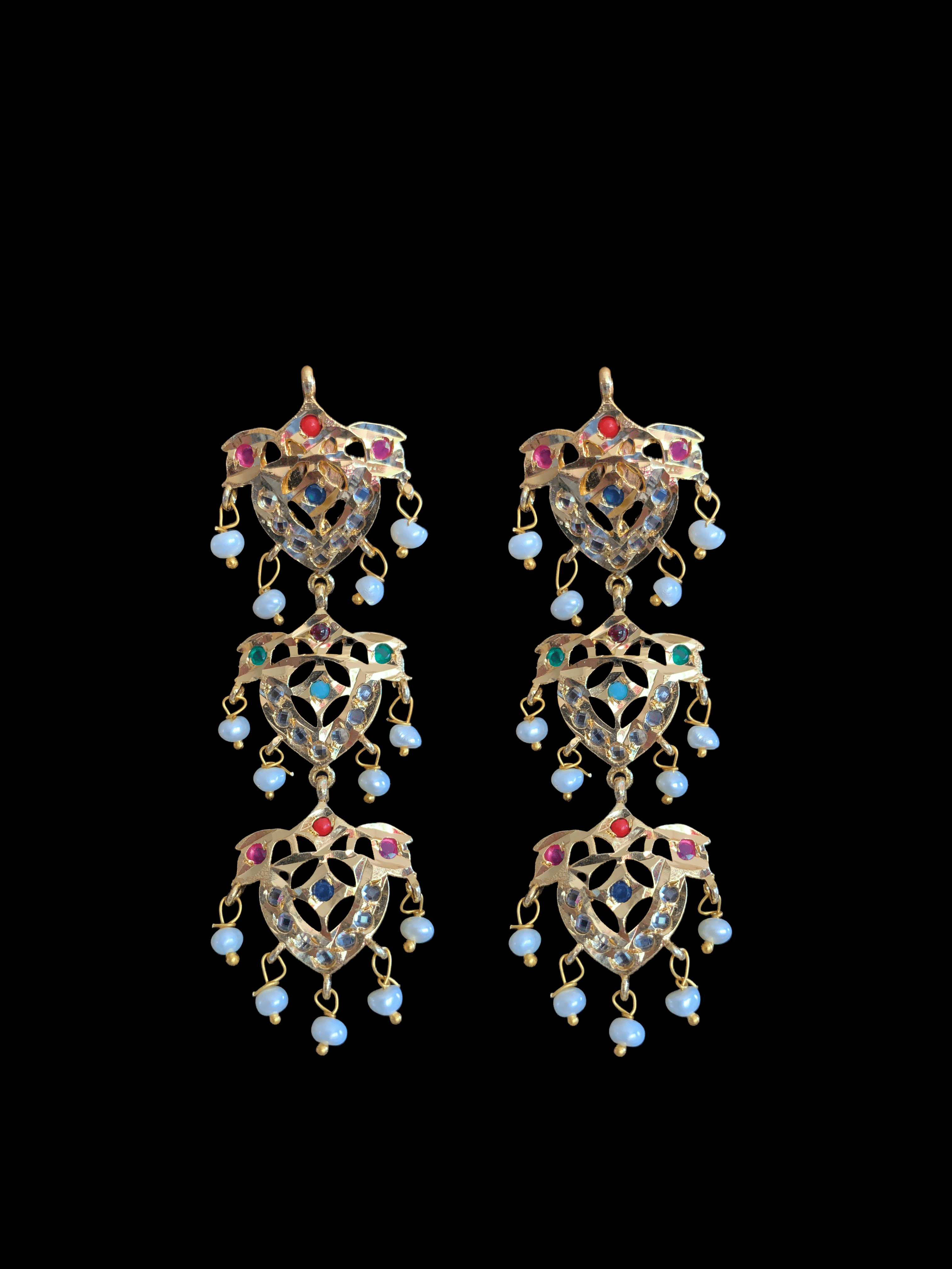 SAT8  Talia  satlada in fresh water pearls - navratan  (READY TO SHIP)