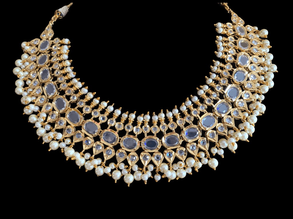 NS511 Aleeza necklace  set - golden pearls   (SHIPS IN 4 WEEKS )