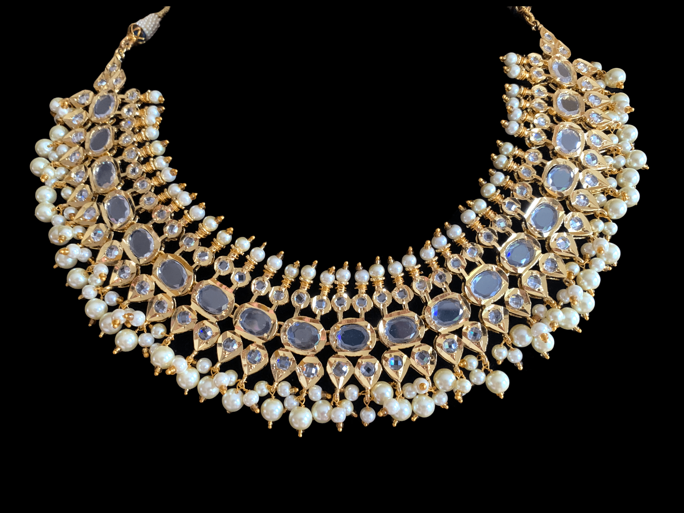 NS511 Aleeza necklace  set - golden pearls   (SHIPS IN 4 WEEKS )