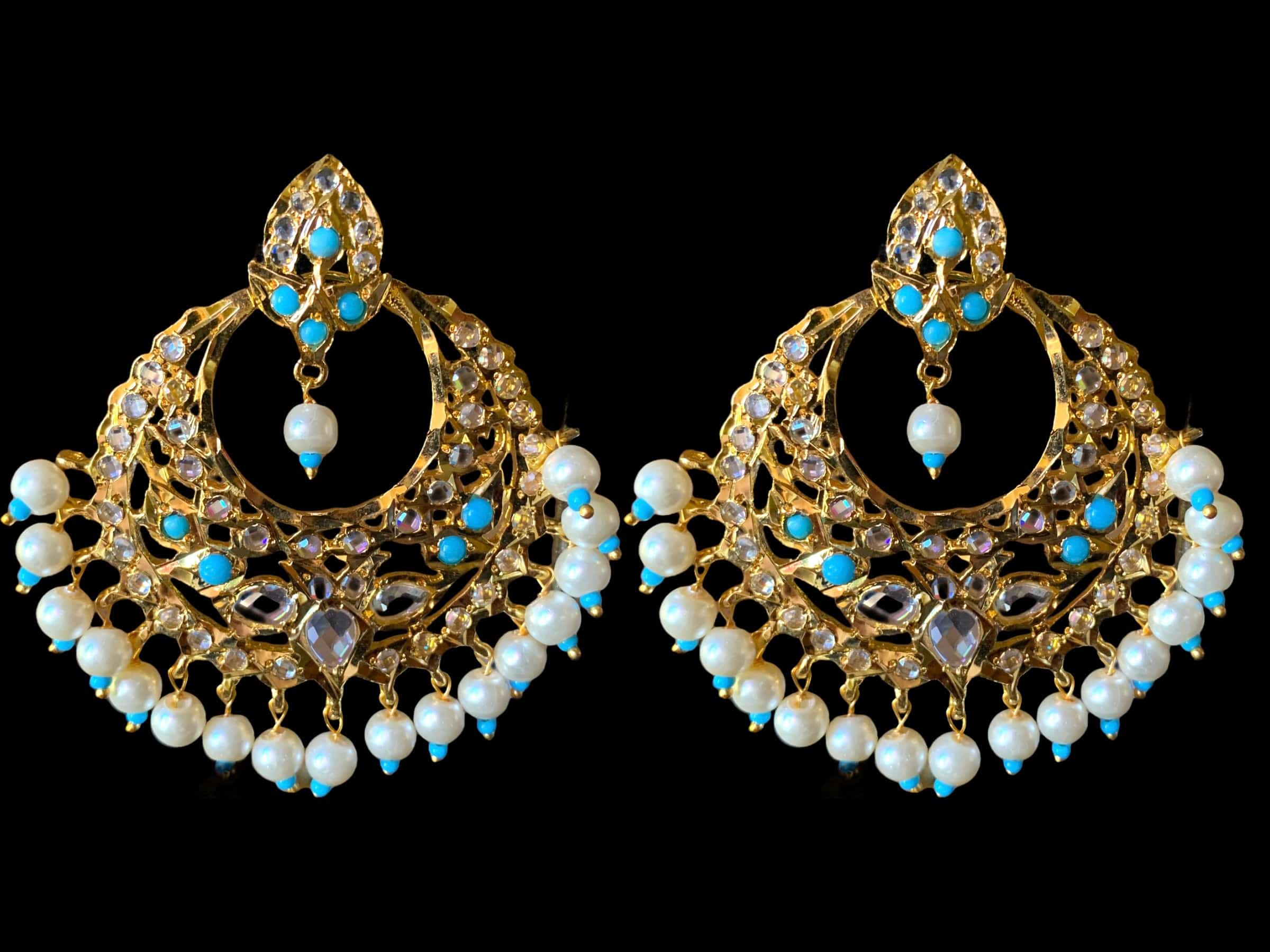 DER278  Noor chandbali in feroza   (SHIPS IN 3 WEEKS )