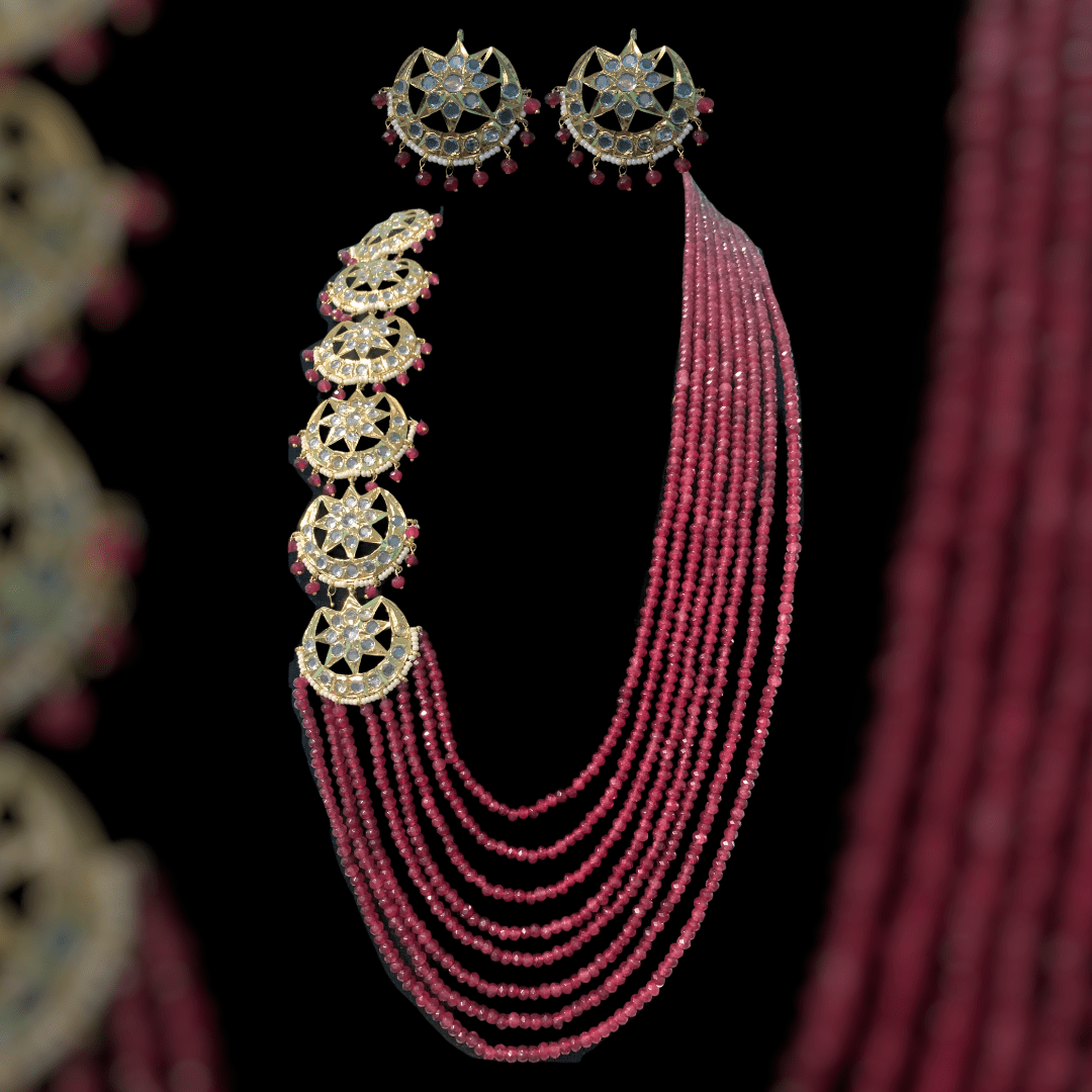 LN44 Darika Multi brooch necklace set in red / ruby beads ( READY TO SHIP )
