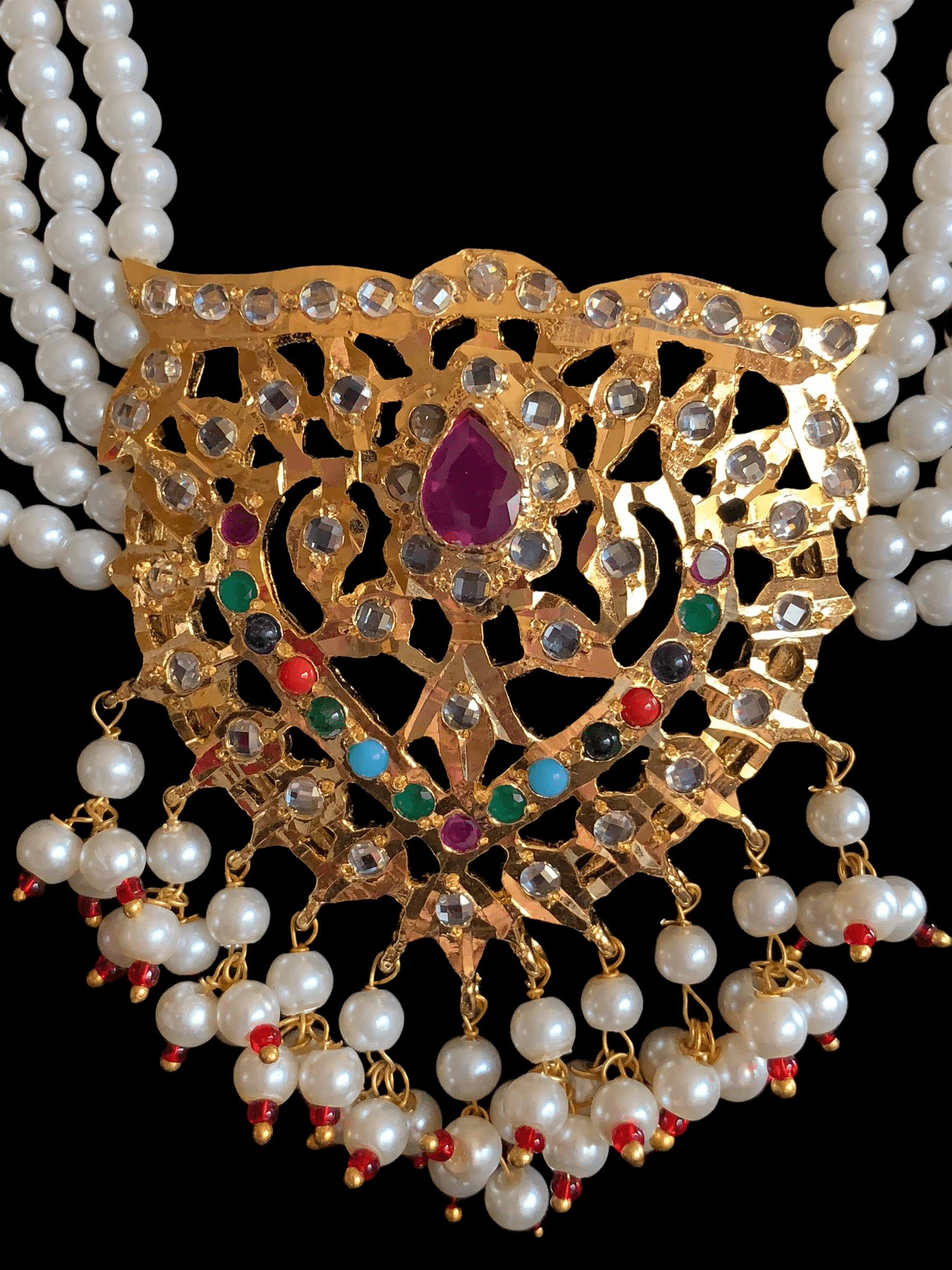 Leah bridal set in Navratan  with pearls   ( SHIPS IN 4 WEEKS)