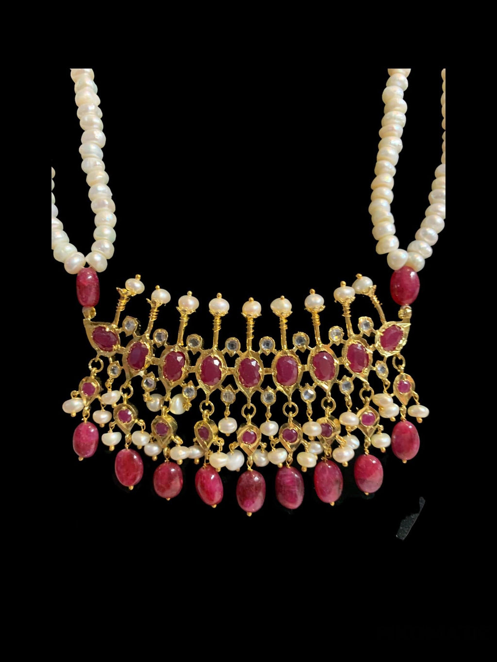 Tirmani in fresh water pearls and rubies  ( SHIPS IN 4 WEEKS )