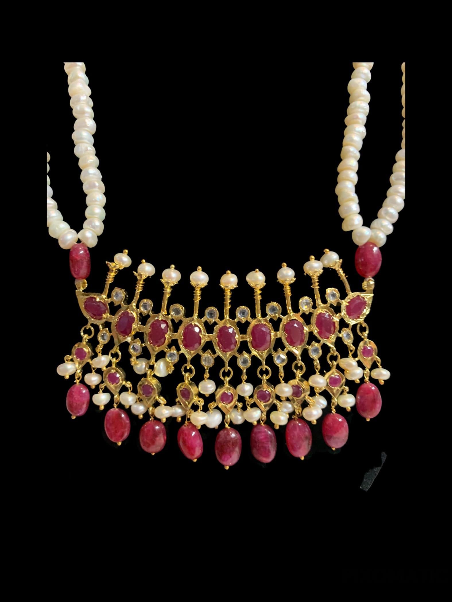 Tirmani in fresh water pearls and rubies  ( SHIPS IN 4 WEEKS )