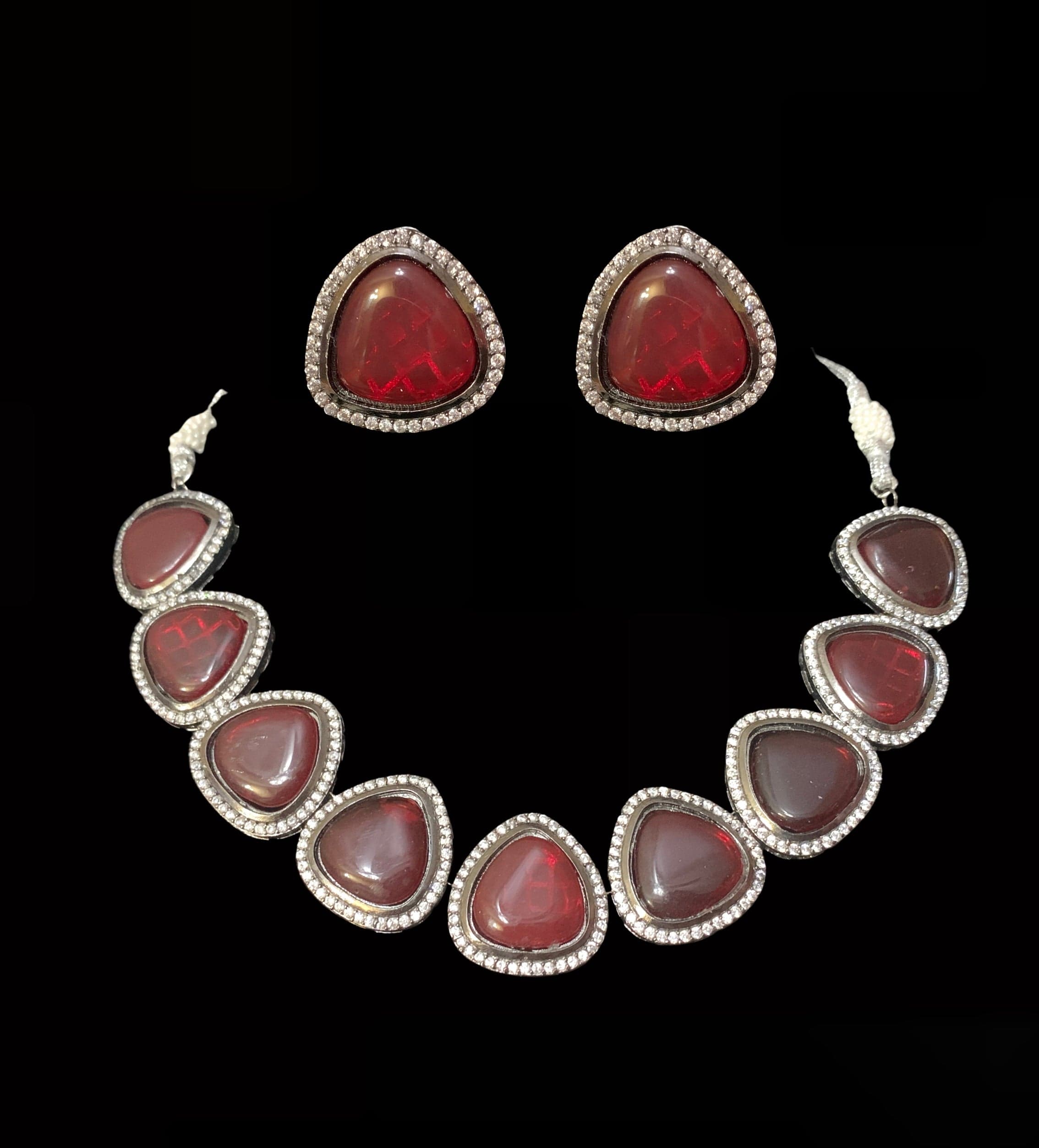 NS9 Victorian plated cz necklace - RED  ( READY TO SHIP )