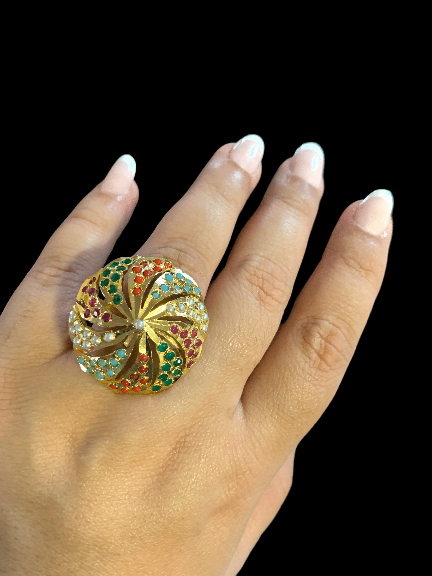 DJR28 Navatha jadau Rings ( READY TO SHIP )