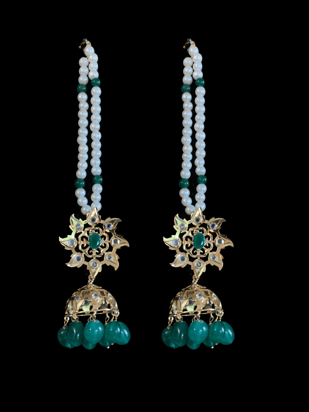 C110 jadavi lacha in emerald beads (READY TO SHIP  )
