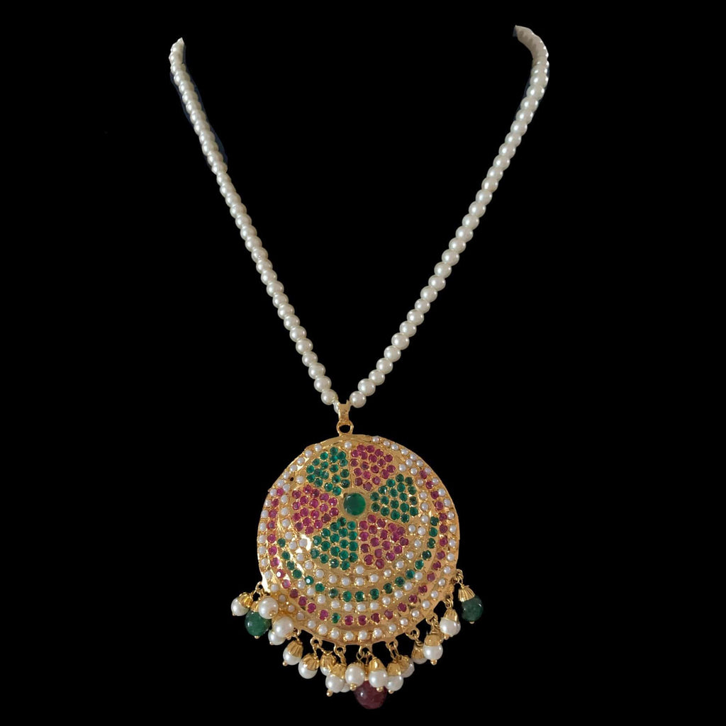 PS472 Ruhi jadau pendant set in Ruby emerald   ( READY TO SHIP )