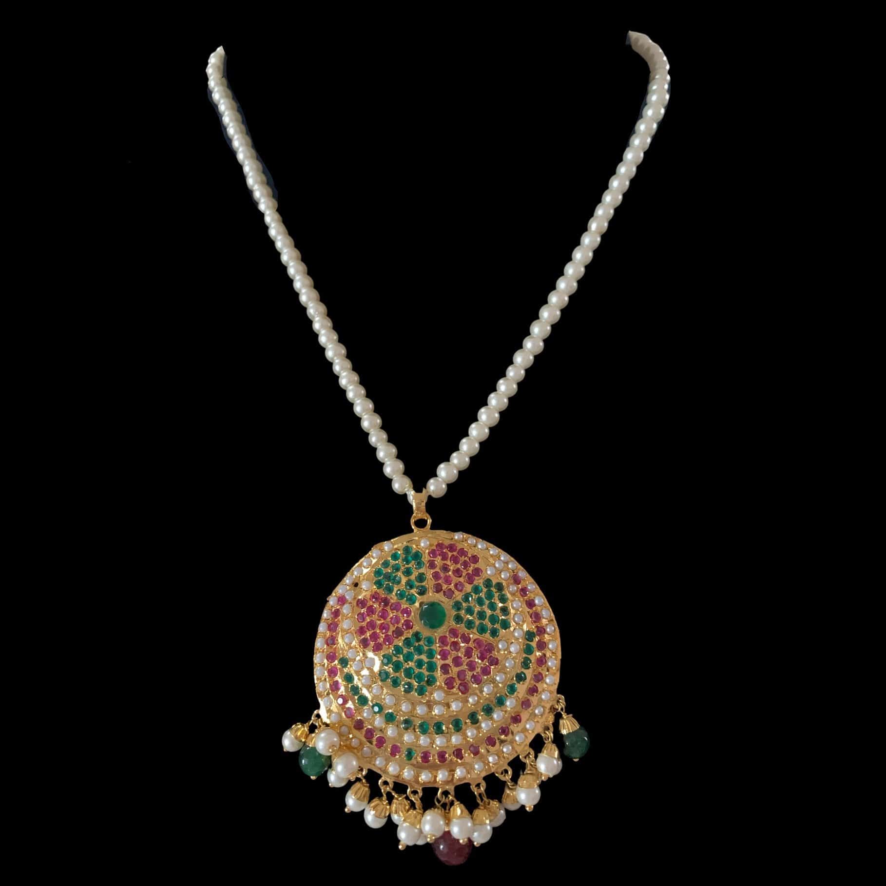 PS472 Ruhi jadau pendant set in Ruby emerald   ( READY TO SHIP )
