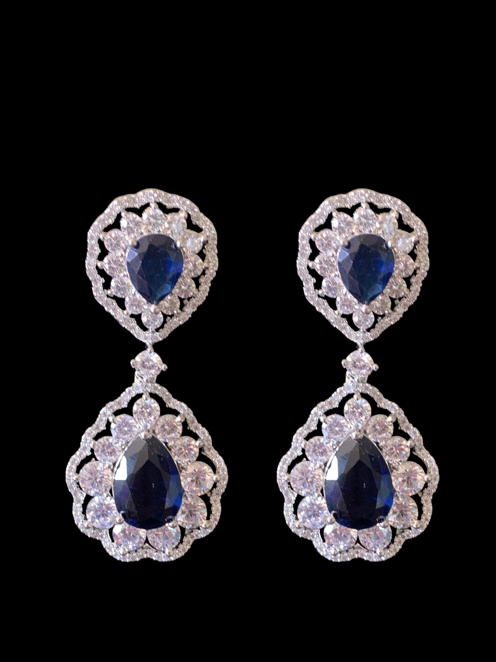 BR97 Cz necklace set  - sapphire ( READY TO SHIP )