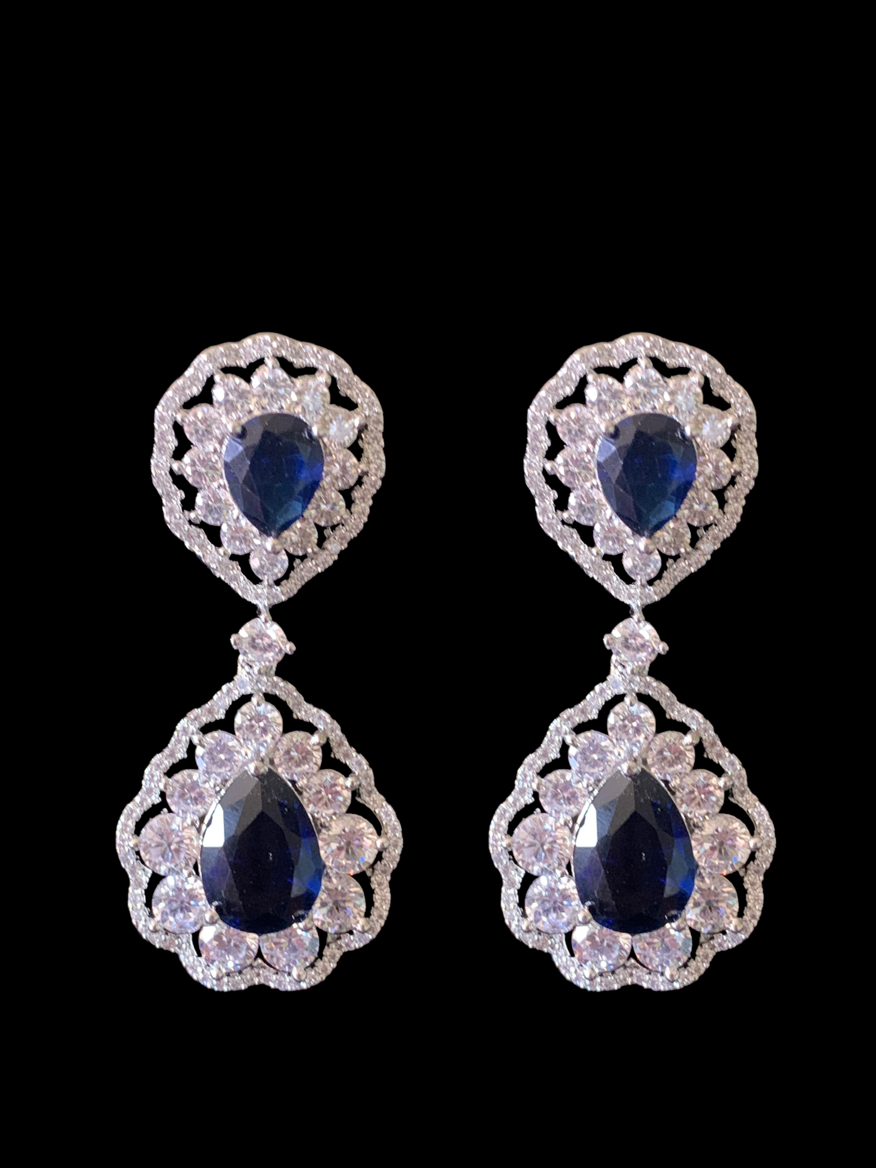 BR97 Cz necklace set  - sapphire ( READY TO SHIP )