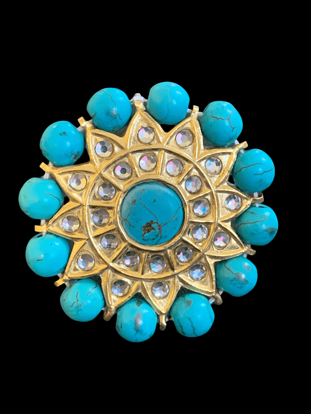 DJR35 Kundan ring  turquoise  ( SHIPS IN 4 WEEKS )