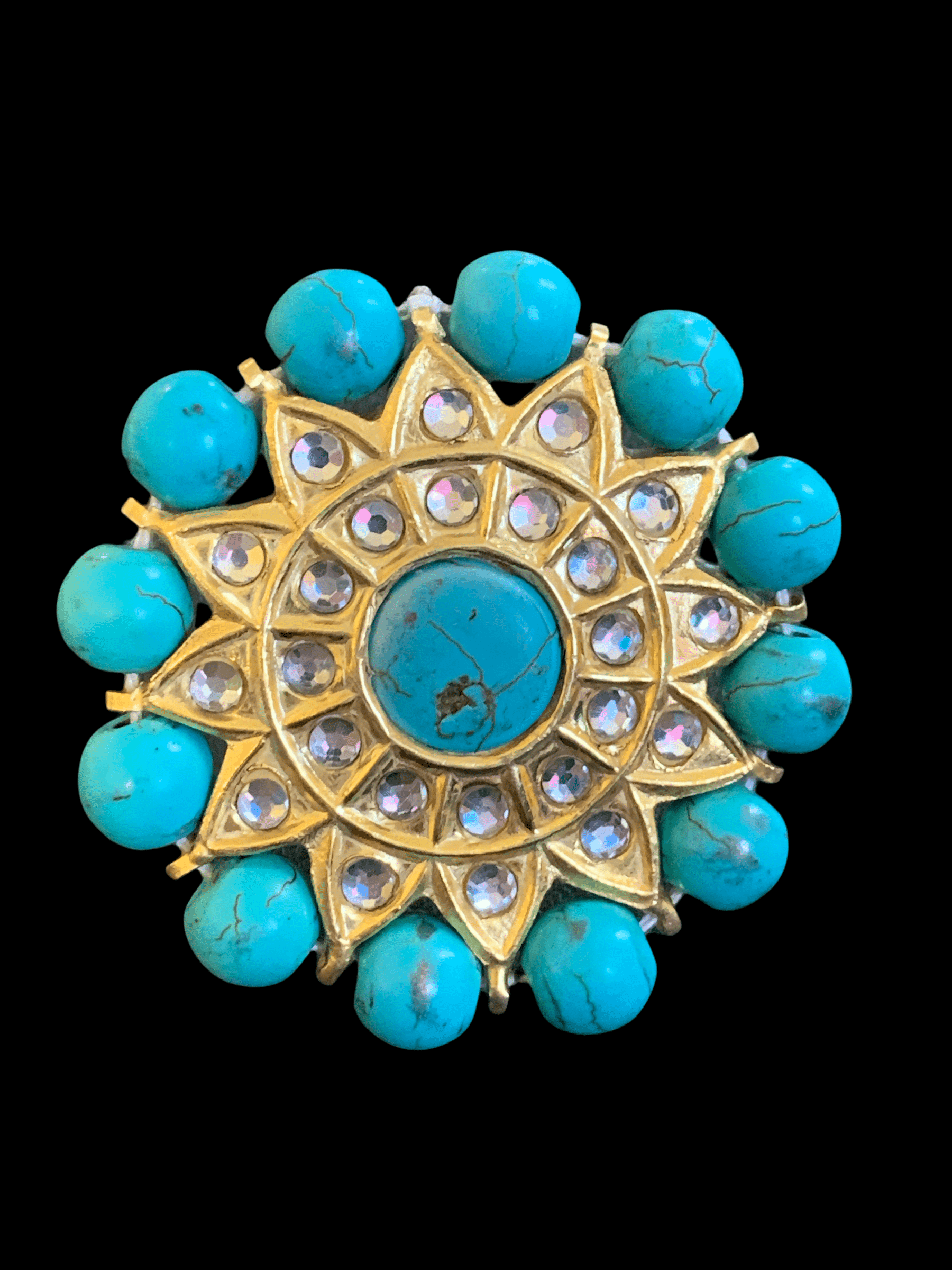 DJR35 Kundan ring  turquoise  ( SHIPS IN 4 WEEKS )
