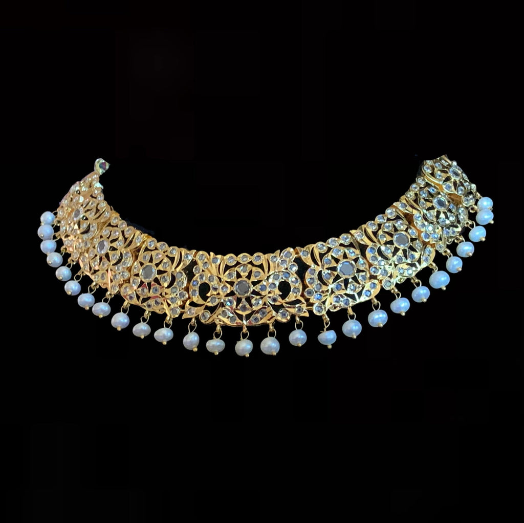 DNS159 Heena necklace set in fresh water pearls  ( READY TO SHIP )