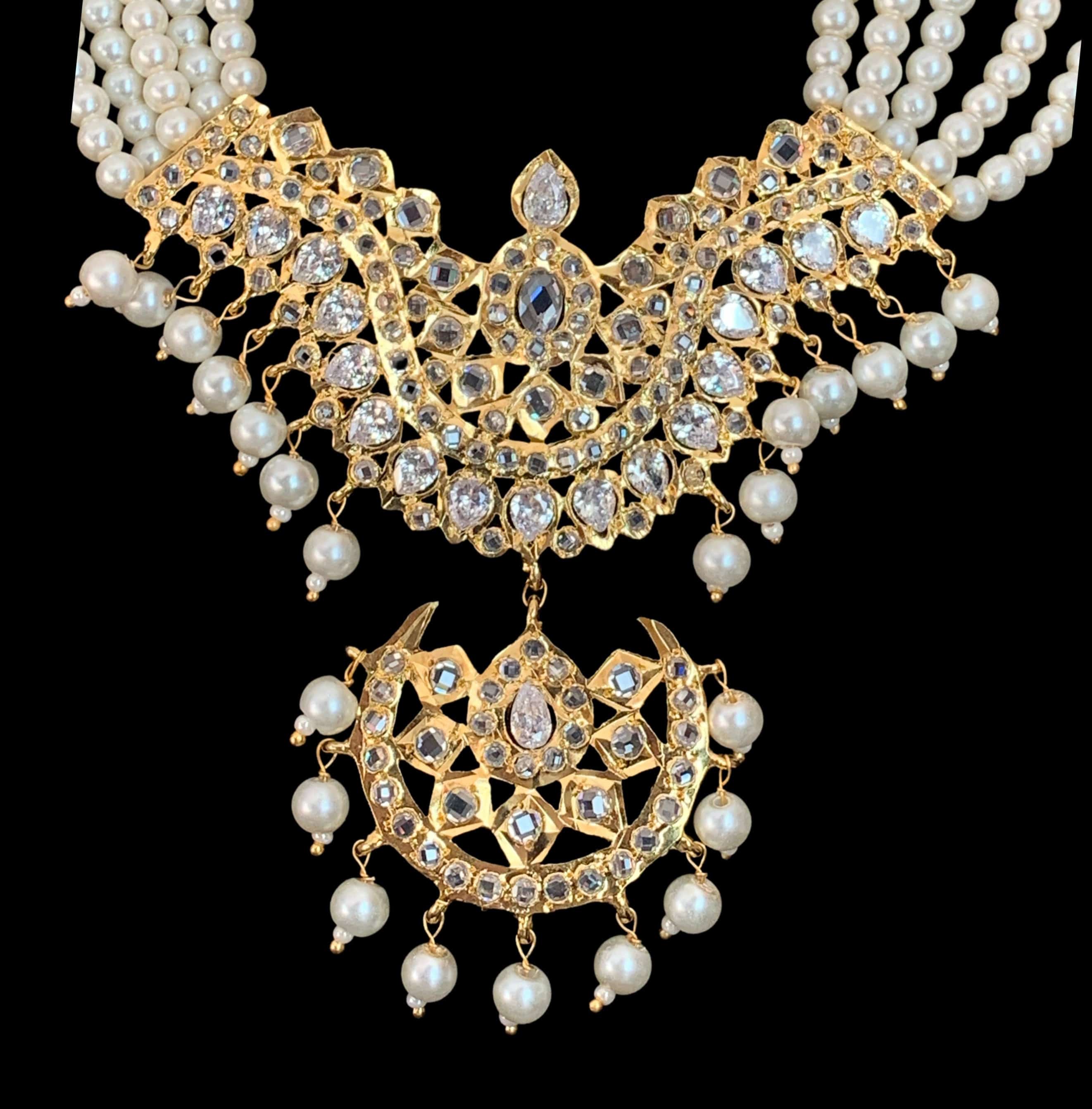 LN50 Ramia shell  pearl  rani haar with earrings( READY TO SHIP )