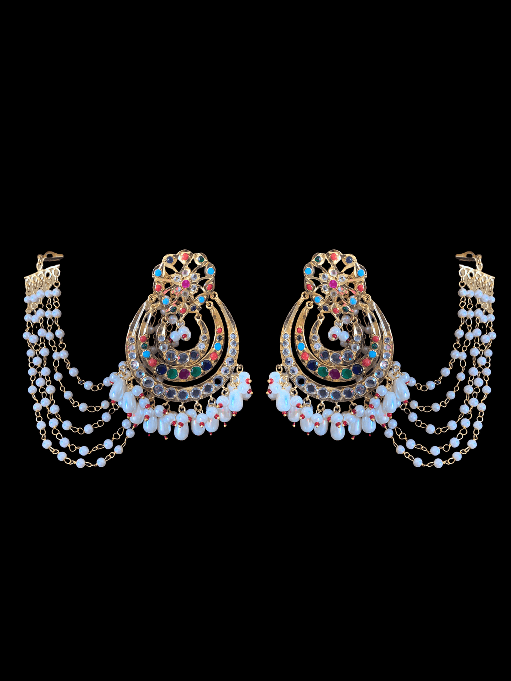 NS194 Malavika necklace set in Navratan    ( SHIPS IN 2 WEEKS  )