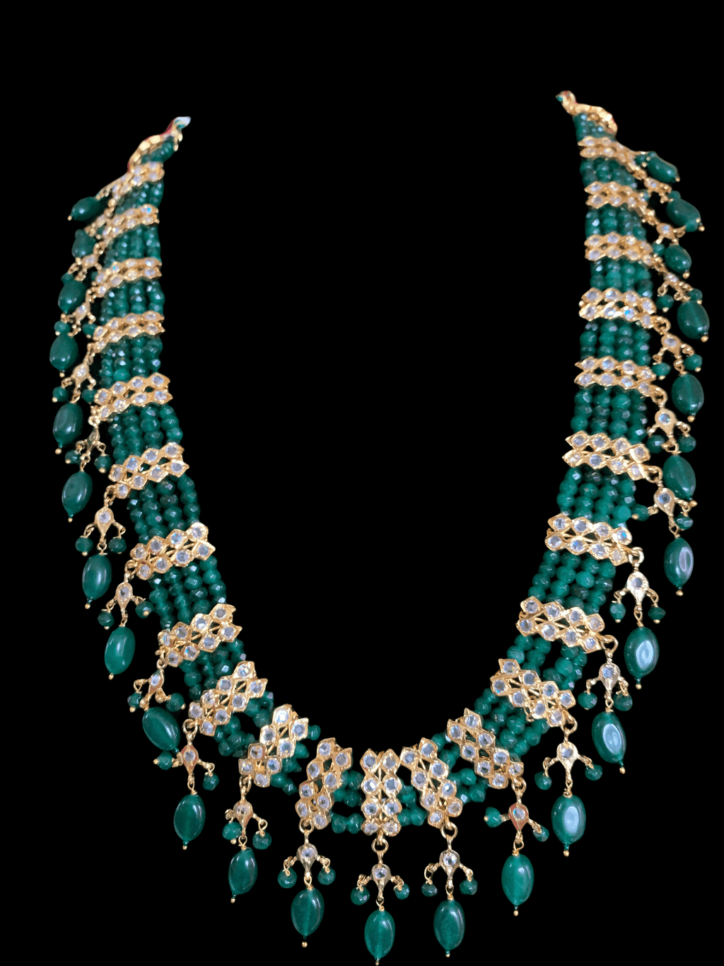 LN70 Esra multipendant necklace-dark  green   ( READY TO SHIP )