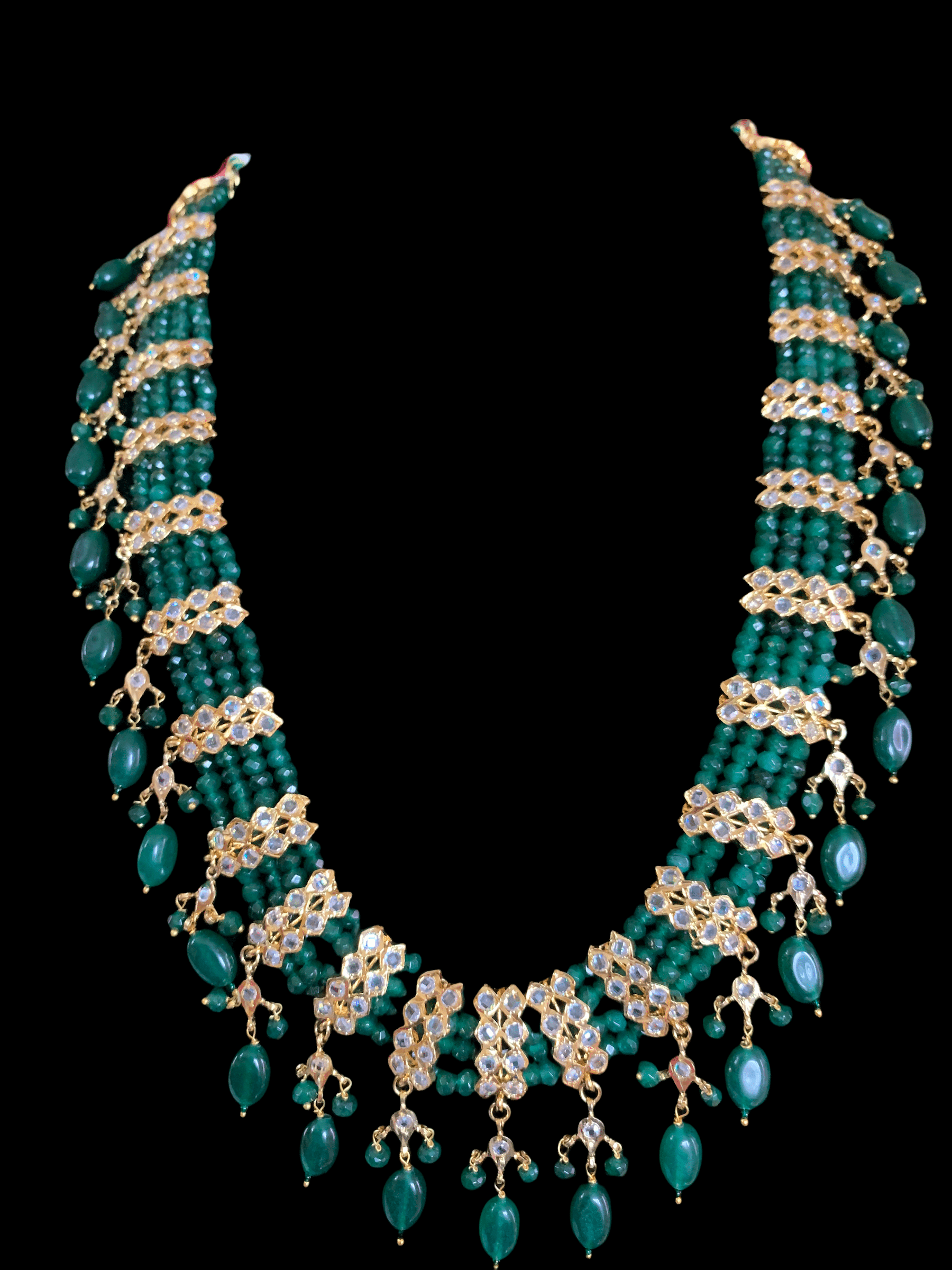 LN70 Esra multipendant necklace-dark  green   ( READY TO SHIP )