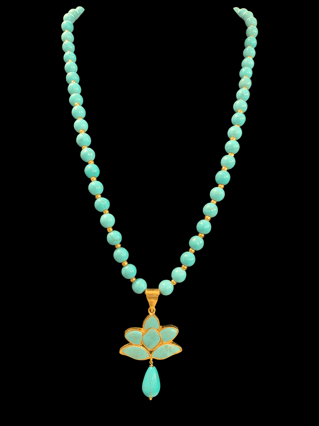 PS443 turquoise / feroza gold plated pendant set ( READY TO SHIP)