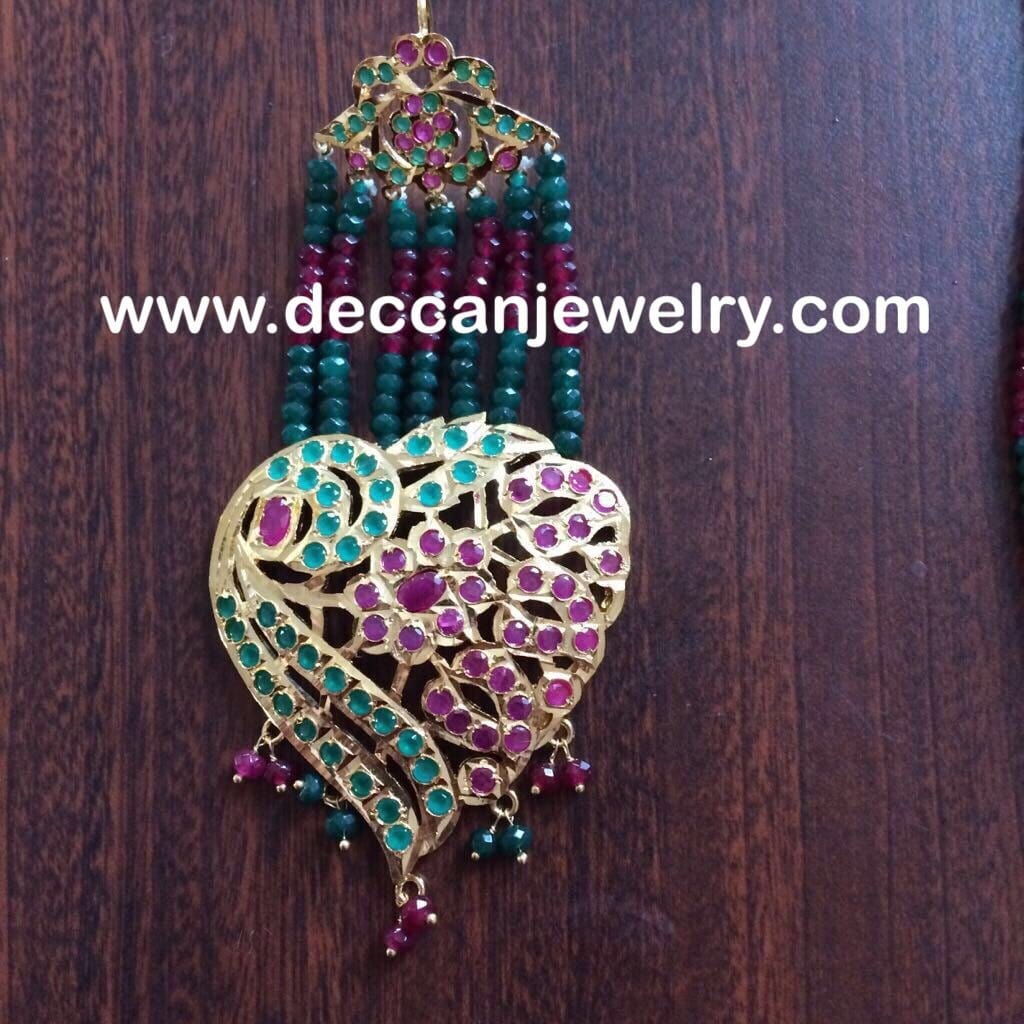 SAT38 Nimisha bridal three layer necklace set with earrings  ( READY TO SHIP)