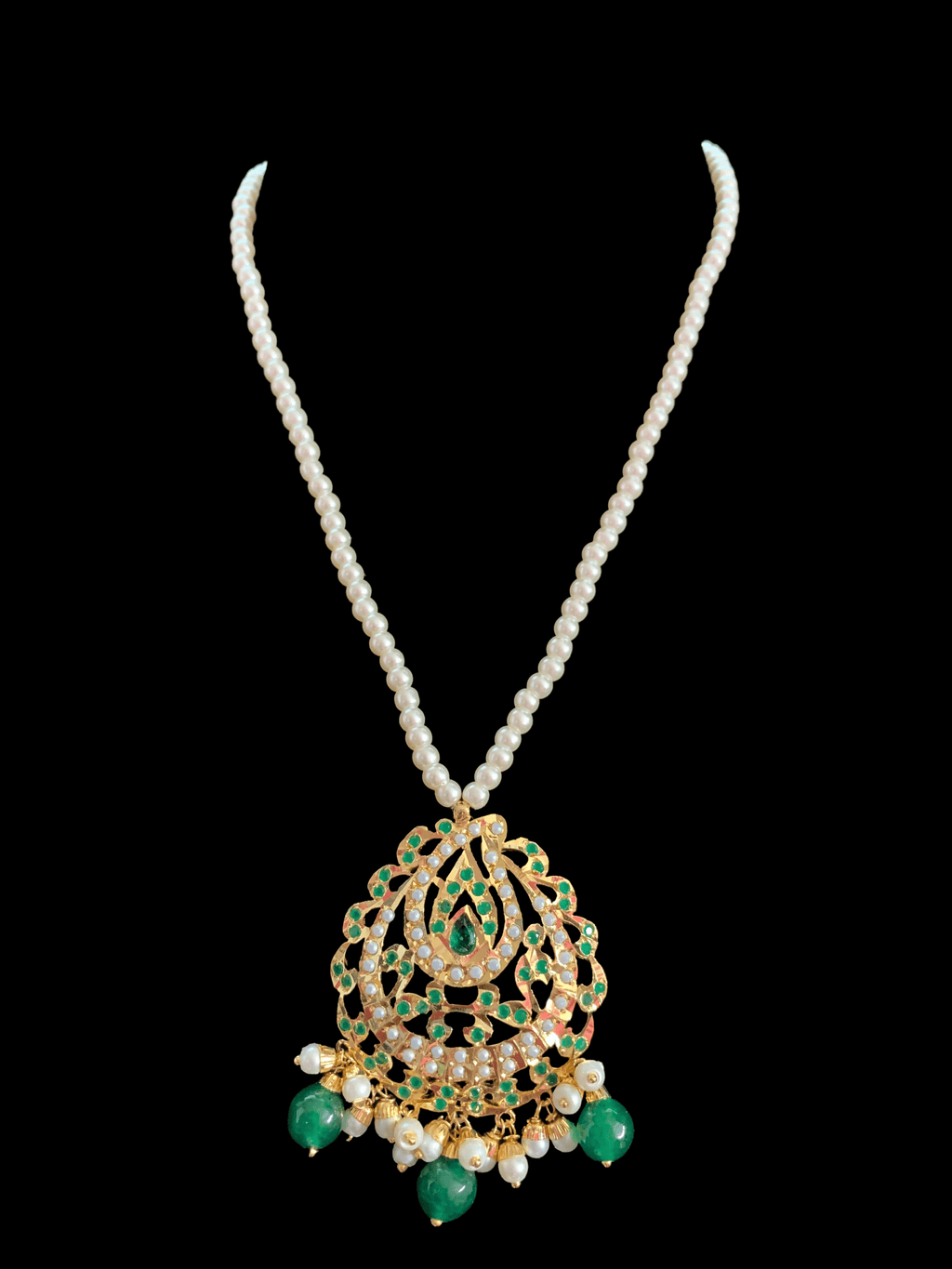 PS469 Jadau  pendant set in green   ( READY TO SHIP)