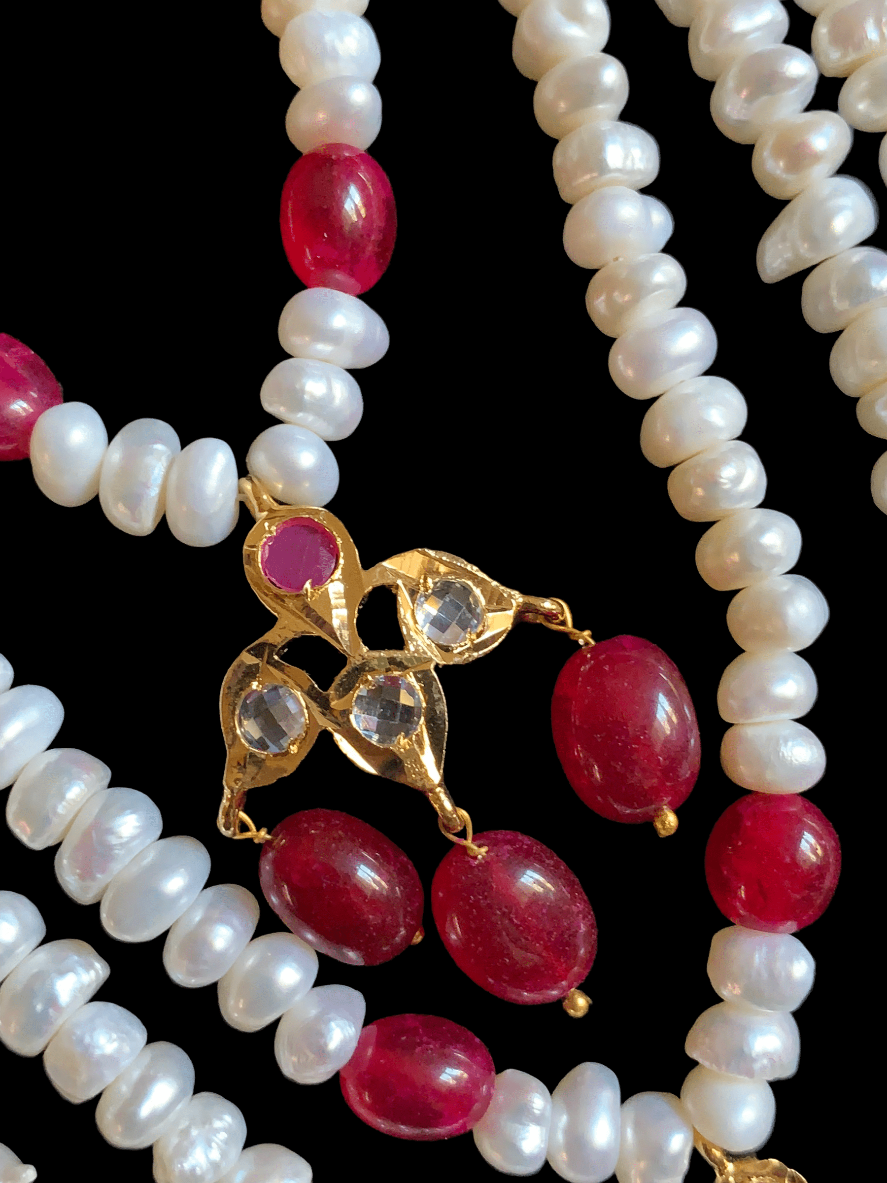 SAT66 Insia Hyderabadi satlada in fresh water pearls and rubies( SHIPS IN 3 WEEKS  )