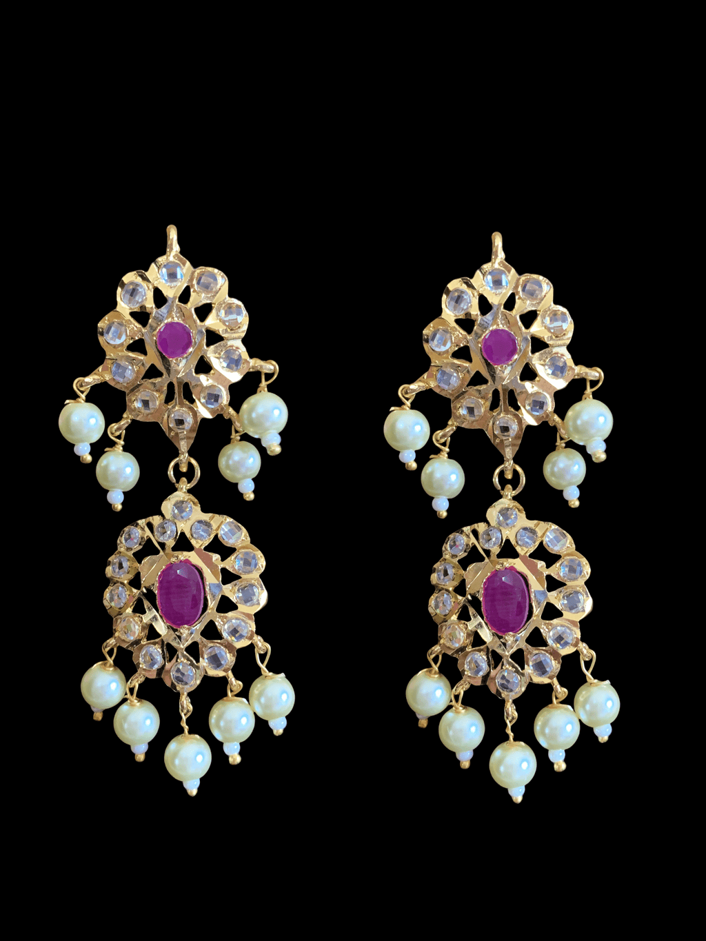 NS204 Ila nizami mango style bridal necklace with earrings in rubies (SHIPS IN 2 WEEKS  )