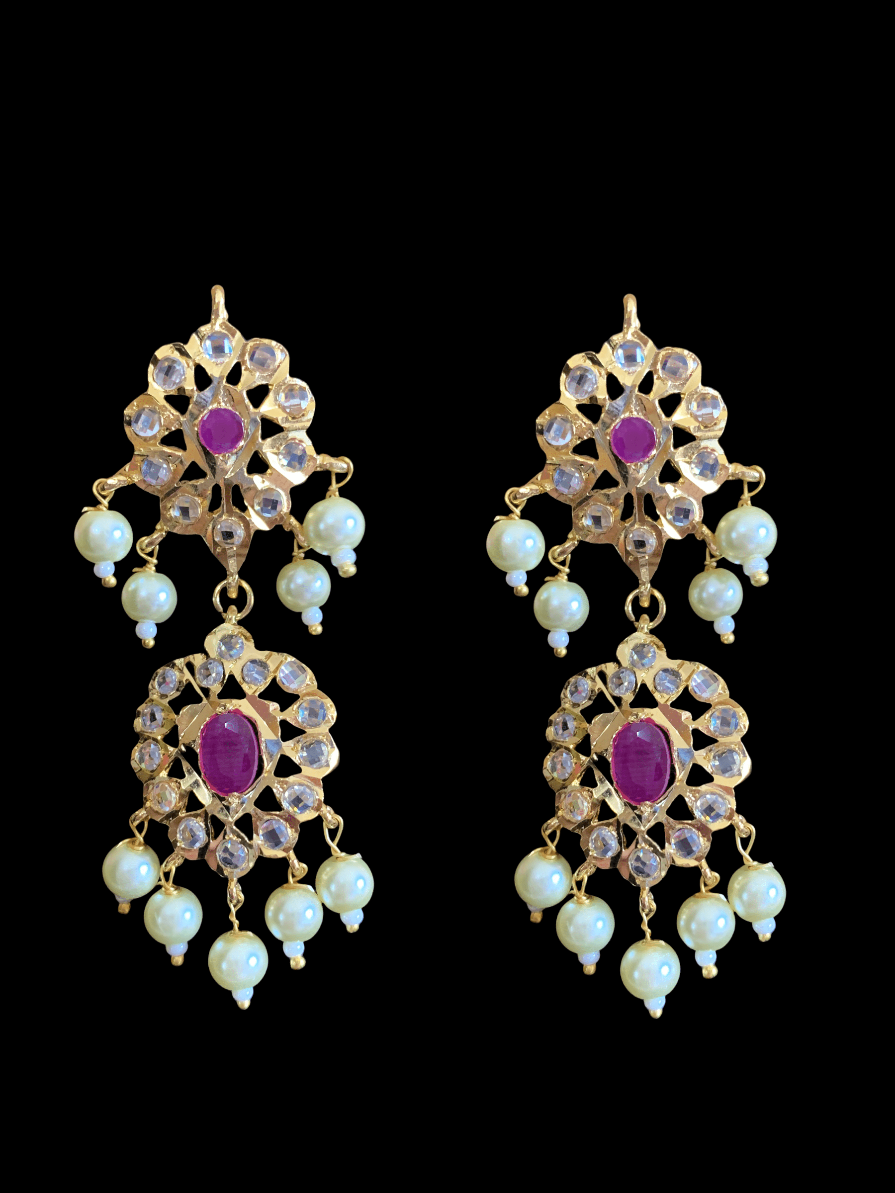 NS204 Ila nizami mango style bridal necklace with earrings in rubies (SHIPS IN 2 WEEKS  )