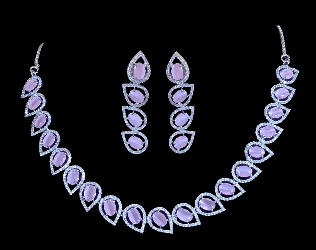 NS147 Nur cz necklace - pink ( READY TO SHIP )