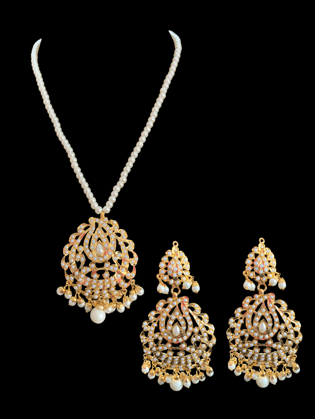 PS468 Jadau  pendant set in pearls  ( READY TO SHIP)