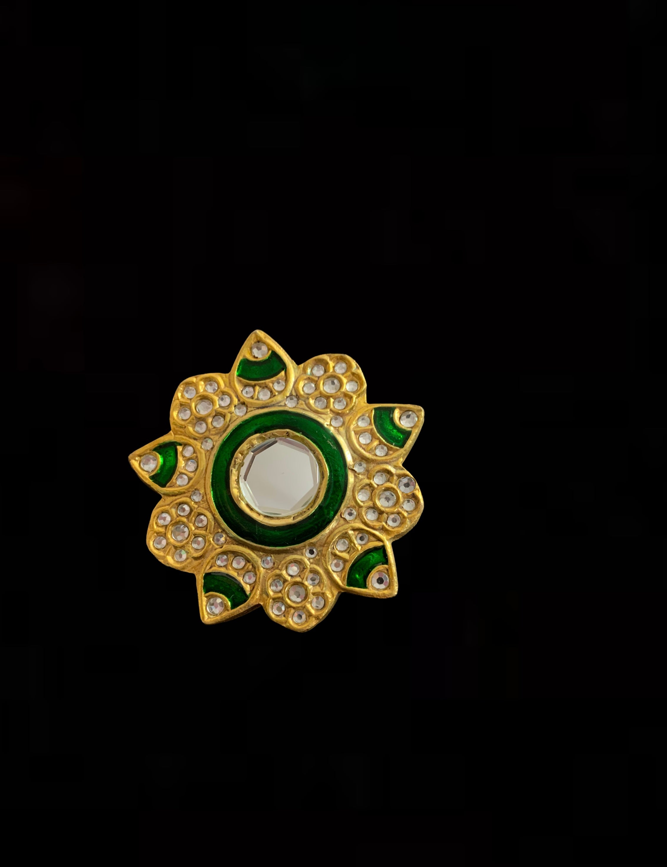 DJR57 Dua arsi with meenakari ring - green  ( SHIPS IN 4 WEEKS  )