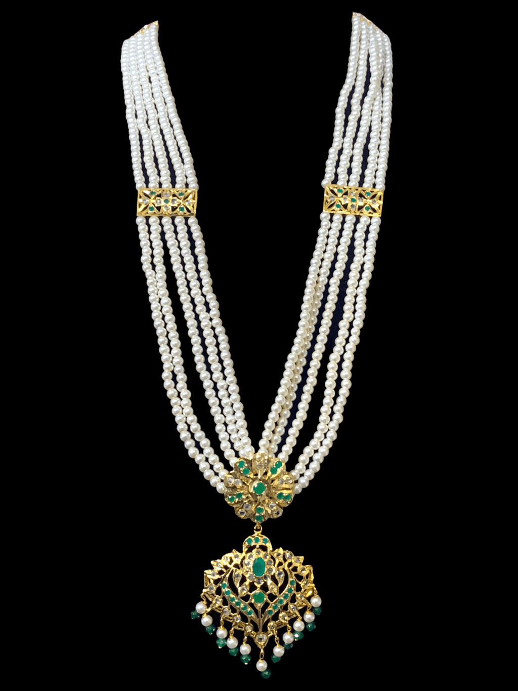 LN145 Kajal long emerald necklace set -( SHIPS IN 2 WEEK )