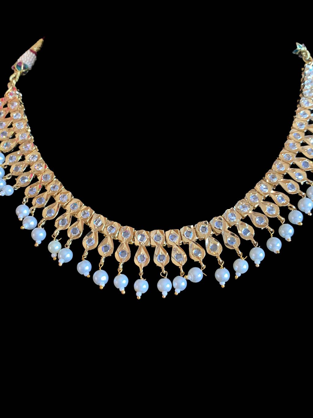 NS376 Barfi necklace in pearls (SHIPS IN 4 WEEKS )
