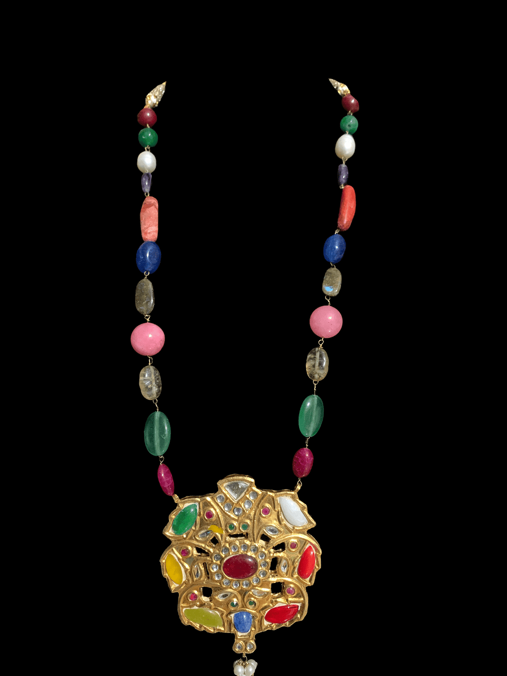 PS477 Navratan  pendant set ( READY TO SHIP )