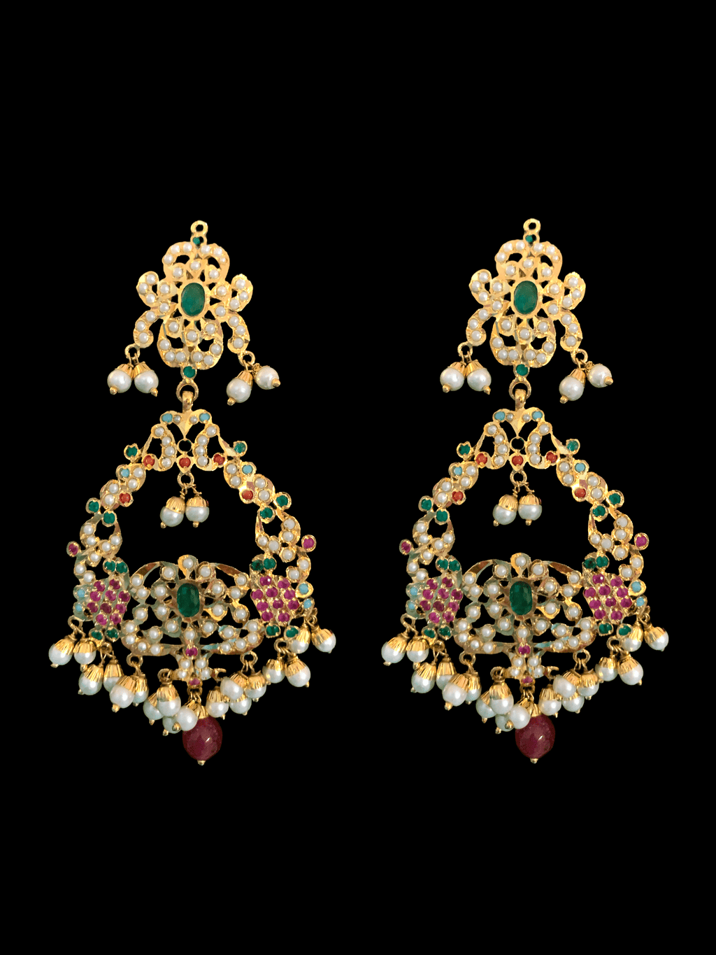 NS77 Niyati necklace set in Navratan with pearls ( READY TO SHIP )