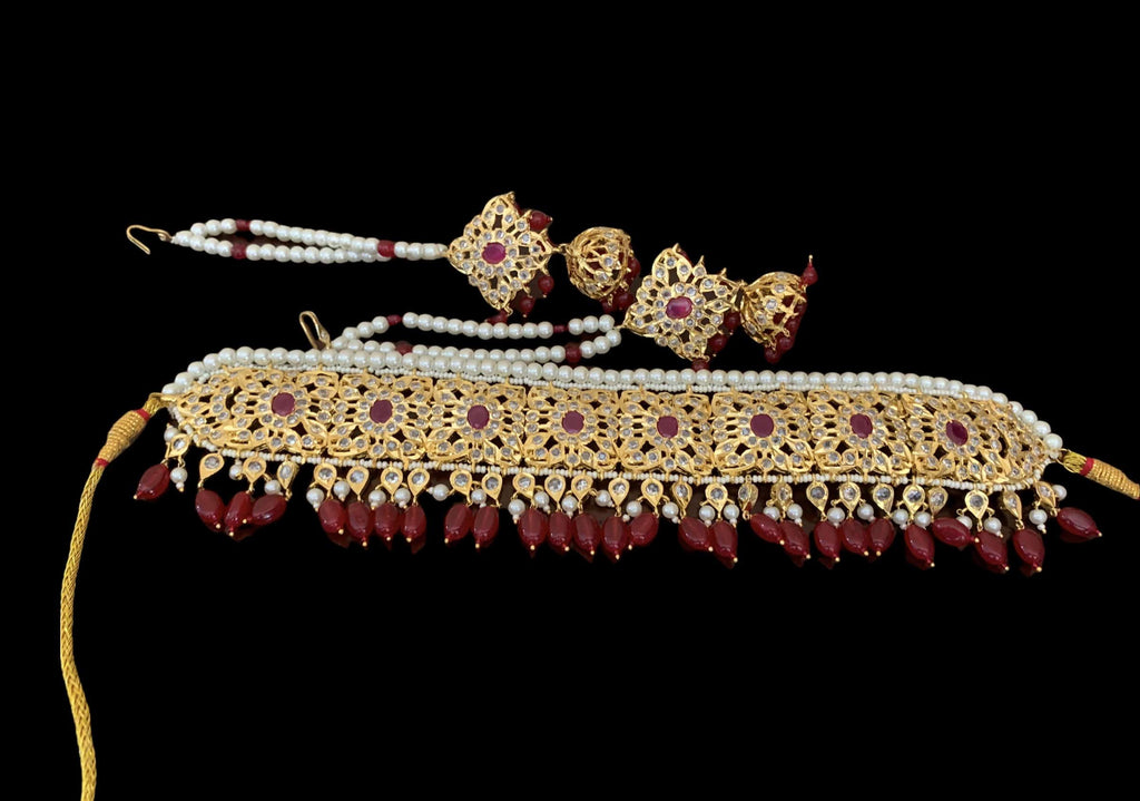 C24 Sabuhi Ruby  hyderabadi choker ( SHIPS IN 3 WEEKS  )
