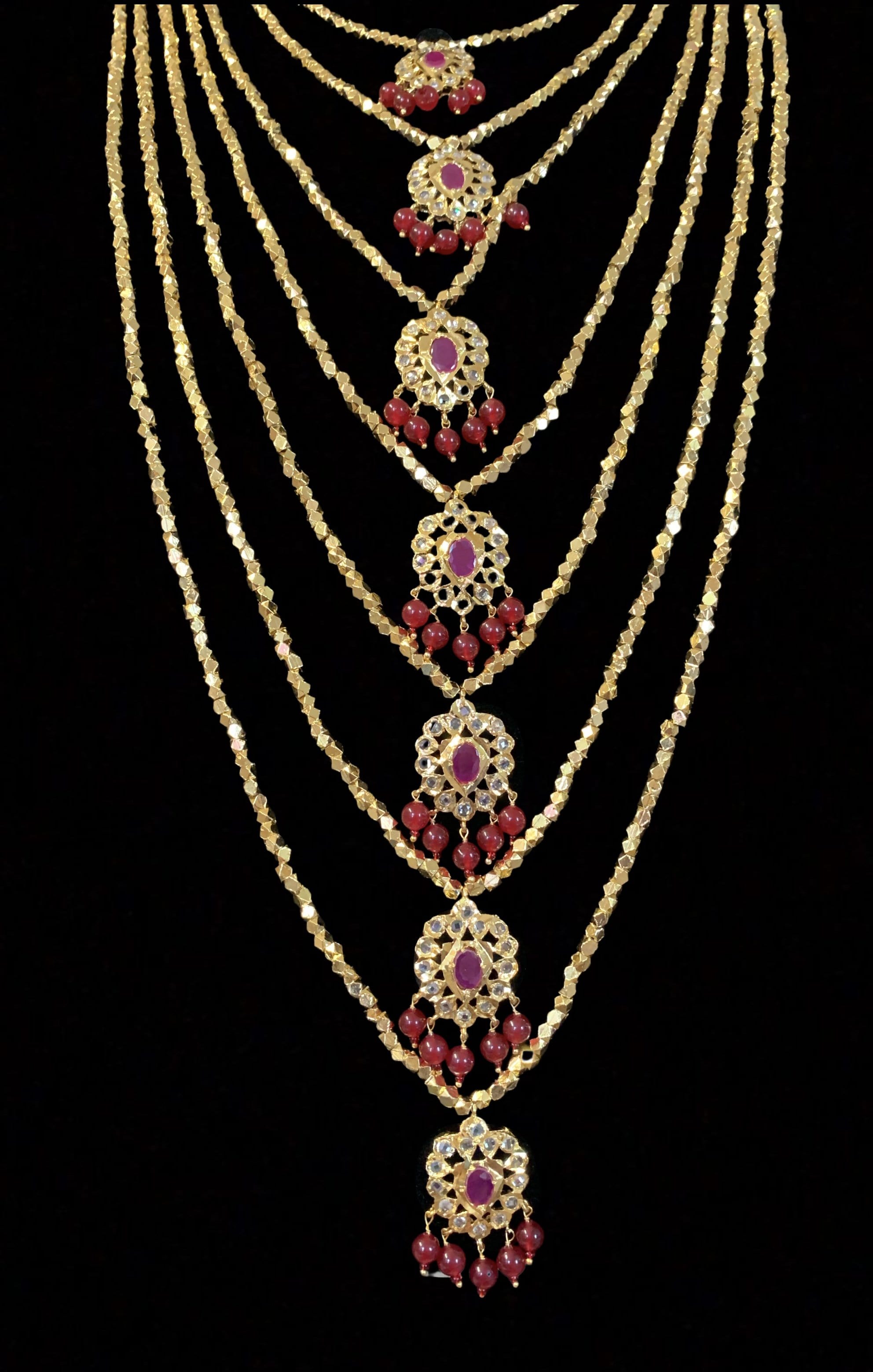 SAT32 Gold plated beads satlada in ruby ( SHIPS IN 4 WEEKS )