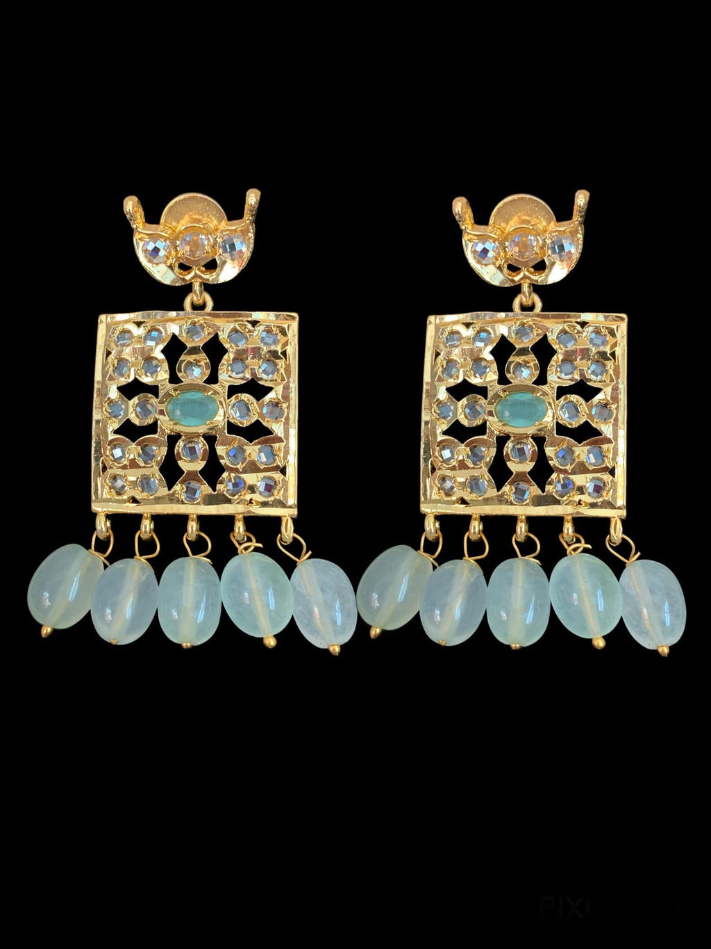 PS219 Zuni fresh water pearl pendant set in mint beads ( SHIPS IN 4 WEEKS )