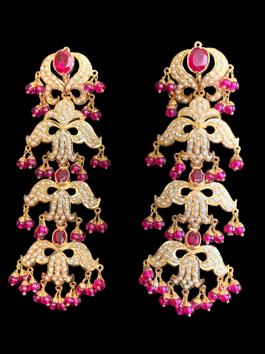 Ruby pearl gold plated silver earrings ( READY TO SHIP )