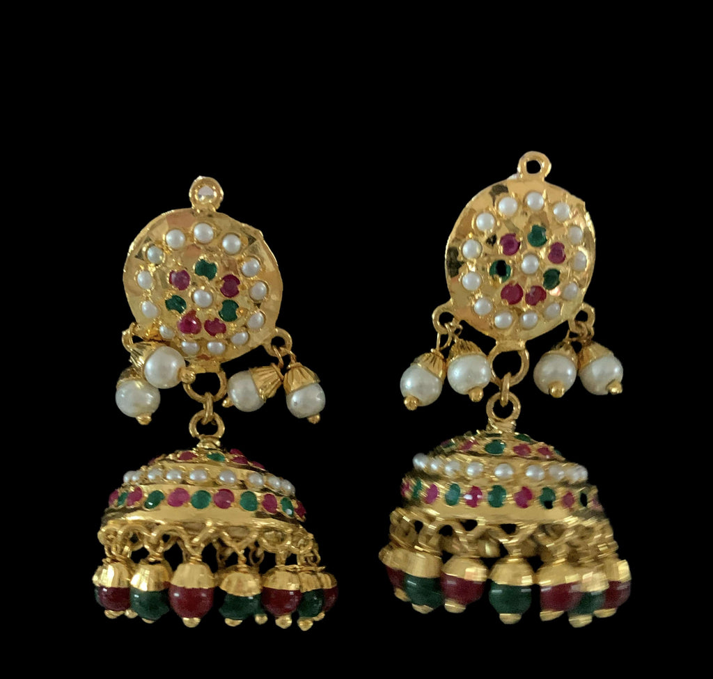 PS472 Ruhi jadau pendant set in Ruby emerald   ( READY TO SHIP )