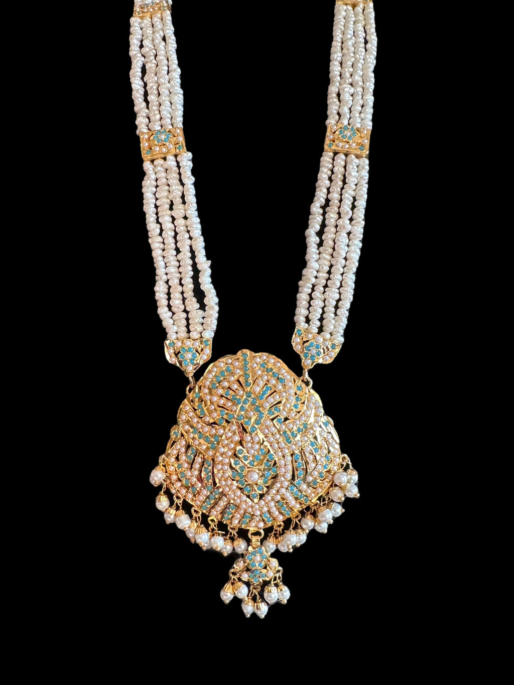 LN207 Rani haar with fresh water pearls in turquoise ( SHIPS IN 4 WEEKS )